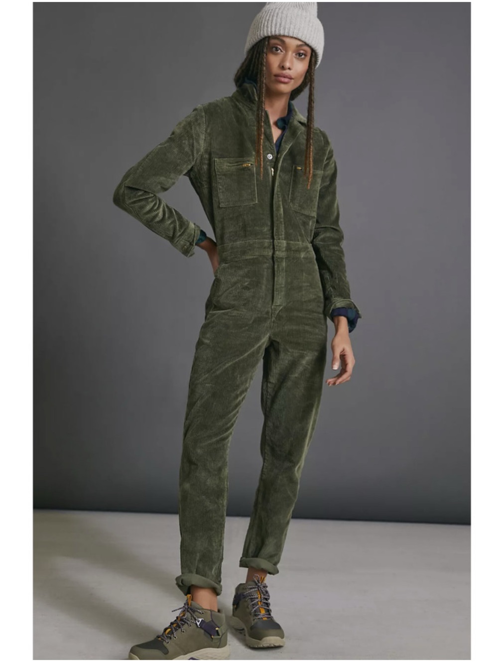 LEE Union Alls Corduroy Long Sleeve Jumpsuit Coveralls Workwear Olive Green L